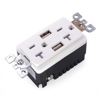 20 Amp USB Wall Outlet, Electrical Receptacle 20 Amp USB Wall Outlet, Electrical Receptacle