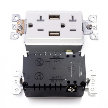 20 Amp USB Wall Outlet, Electrical Receptacle 20 Amp USB Wall Outlet, Electrical Receptacle